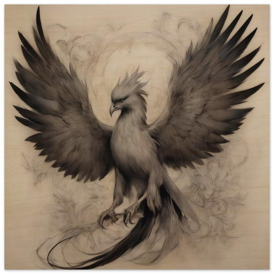 TABLEAU SUR BOIS : Le Phénix