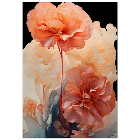 TABLEAU SUR BOIS : Formes Florales