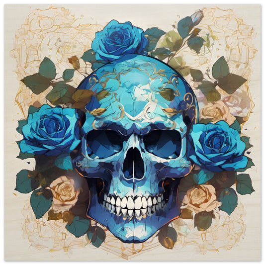 TABLEAU SUR BOIS : Crâne Durty Flower